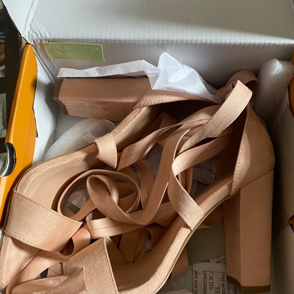 Blush Pink Suede 4” Block Heels